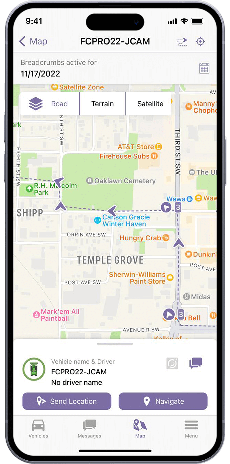 CTS fleet management app — live map tracking